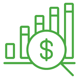 barchart with dollar sign icon