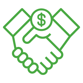 shaking hands with dollar sign icon